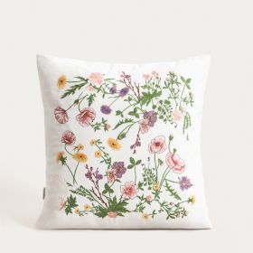 Poszewka MEADOW FLOWERS z haftowanym wzorem w kwiaty 45x45cm