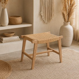 Taboret NOVUM drewniany dębowy naturalny 52x34x42 cm