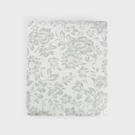 Narzuta CLARO żakardowa w kwiatowy wzór pistacjowa 200x220 cm