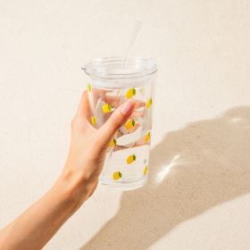 Szklanka EMBO SUMMER ze słomką w cytrynki 0,4 l