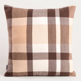 Poszewka MELROSE puszysta w kratę brązowa 45x45 cm