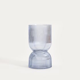 Wazon LIMPID szklany prążkowany błękitny 20 cm