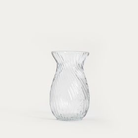 Wazon YUUE szklany ryflowany transparentny 12x20,5 cm