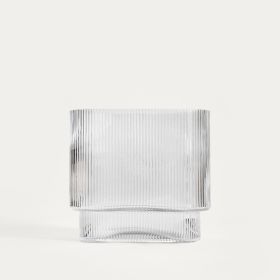 Wazon AMER szklany podłużny prążkowany transparentny 20x10x18,5 cm