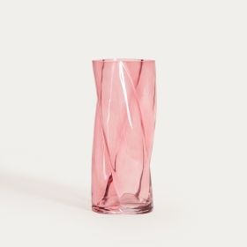 Wazon RAYA szklany skręcony różowy 10,5x10,5x26cm