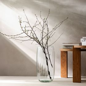 Wazon LUKI ryflowany transparentny ze szkła z recyklingu 13x45 cm