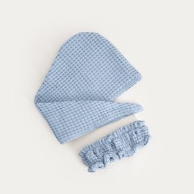 Zestaw opaska i turban VAFFEL niebieskie 10x23 cm