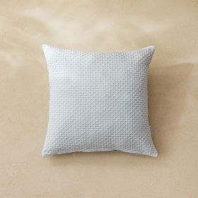 Poszewka RILEY bawełniana błękitna z dekoracyjnym przeszyciem geometrycznym 45x45cm