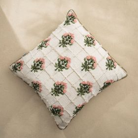 Poszewka INDIRA bawełniana z ozdobym kwiatowym haftem 45x45cm