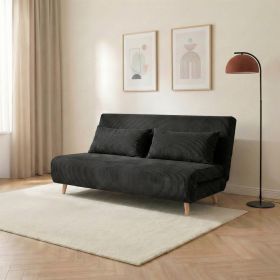 Sofa SOLACE 2-osobowa, z funkcją spania sztruksowa czarna 140x91x84 cm