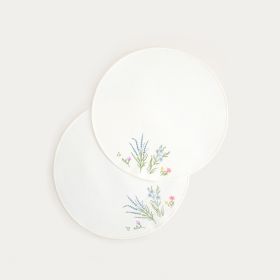 Maty stołowe ZAIRA ecru, z dekoracyjnym kwiatowym haftem, zestaw 2 szt. 38cm