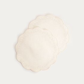 Maty stołowe RAMINE ecru z dekoracyjnym haftem, zestaw 2 szt. 38cm