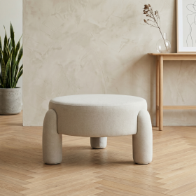Pufa OLLERA w tkaninie ecru 65x65x36 cm