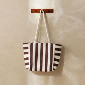 Torba plażowa RAYAS w czekoladowo-beżowe pasy 34x52x18cm