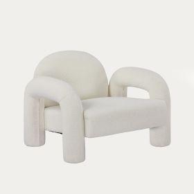Fotel SEDIA ecru w tkaninie TEDDY BOUCLÉ 95x88x70 cm