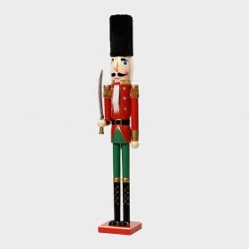 Figurka NUTCRACKER dziadek do orzechów ze sztucznym futrem 15x13x92 cm