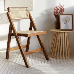 Krzesło VERDURA drewniane z naturalnym rattanem 46x52x80 cm