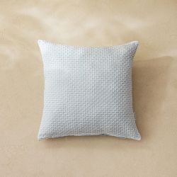 Poszewka RILEY bawełniana błękitna z dekoracyjnym przeszyciem geometrycznym 45x45cm