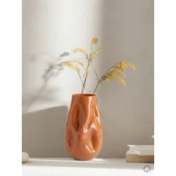 Wazon EVARA gnieciony szklany miodowy 16x27 cm