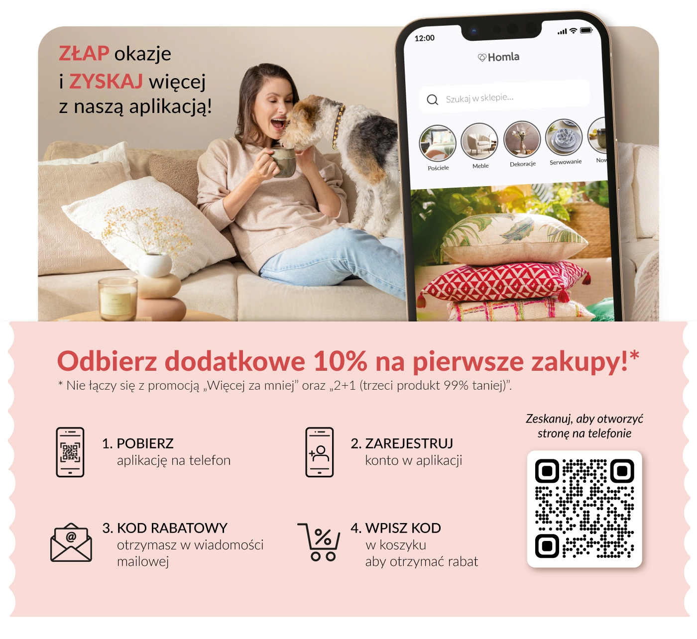 Landing Page aplikacja mobilna Homla - grafika 1