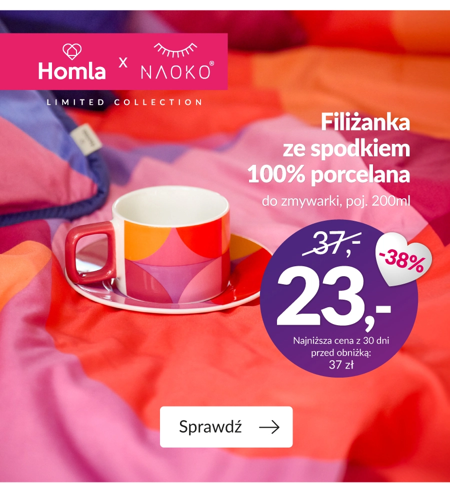 Filiżanka NAOKO ze spodkiem różowo-pomarańczowa 0,2 l